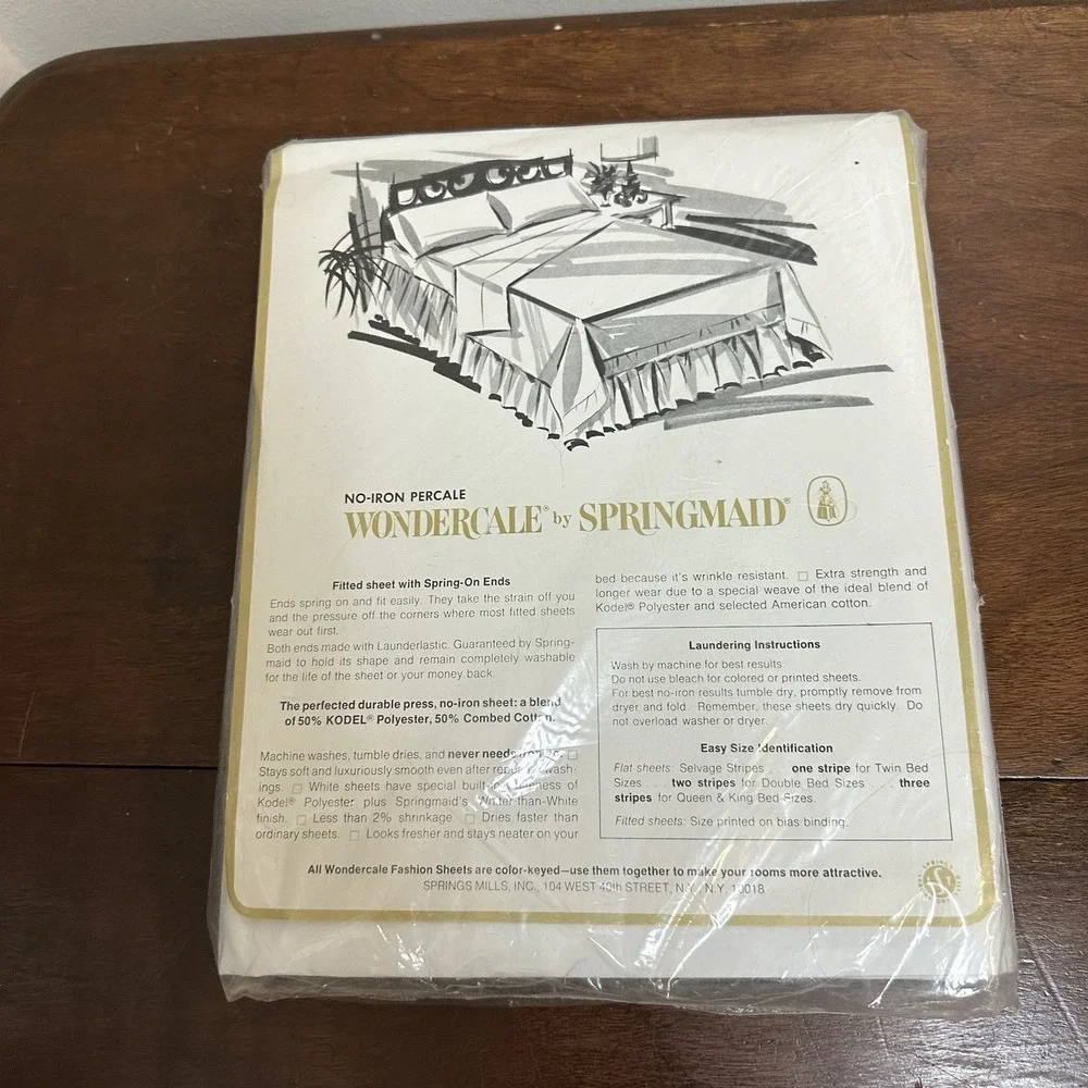 Vintage Springmaid No Iron Percale Long Twin Flat Sheet Made in USA NOS NEW